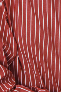 ROWIE RAMONA STRIPE LONG SLEEVE SHIRT CHERRY RED