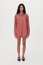 Load image into Gallery viewer, ROWIE RAMONA STRIPE LONG SLEEVE SHIRT CHERRY RED
