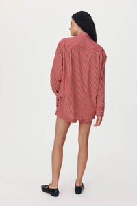 ROWIE RAMONA STRIPE LONG SLEEVE SHIRT CHERRY RED