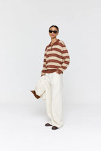 Load image into Gallery viewer, RICOCHET NOE POLO COCOA + WHITE + BEIGE STRIPE
