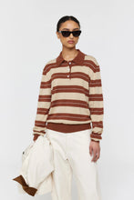 Load image into Gallery viewer, RICOCHET NOE POLO COCOA + WHITE + BEIGE STRIPE
