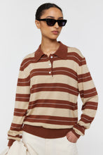 Load image into Gallery viewer, RICOCHET NOE POLO COCOA + WHITE + BEIGE STRIPE

