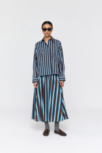 Load image into Gallery viewer, RICOCHET BOTIC SHIRT BROWN + COBALT NARROW STRIPE

