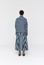 Load image into Gallery viewer, RICOCHET STRIPE MARIA SKIRT BROWN + COBALT WIDE STRIPE
