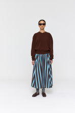 Load image into Gallery viewer, RICOCHET STRIPE MARIA SKIRT BROWN + COBALT WIDE STRIPE
