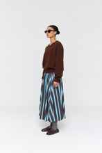 Load image into Gallery viewer, RICOCHET STRIPE MARIA SKIRT BROWN + COBALT WIDE STRIPE
