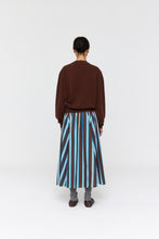 Load image into Gallery viewer, RICOCHET STRIPE MARIA SKIRT BROWN + COBALT WIDE STRIPE
