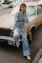 Load image into Gallery viewer, ROWIE FRANKIE TIE LONGSLEEVE SHIRT DUSTY BLUE STRIPE
