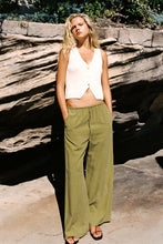 Load image into Gallery viewer, ROWIE TIA PALAZZO PANT PALM GREEN
