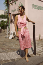 Load image into Gallery viewer, ROWIE CARLA JACQUARD MIDI SKIRT PETAL PINK FLORAL
