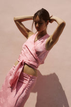 Load image into Gallery viewer, ROWIE CLOUDIA JACQUARD WRAP TOP PETAL PINK FLORAL

