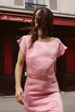 Load image into Gallery viewer, ROWIE CARLA JACQUARD MIDI DRESS PETAL PINK FLORAL
