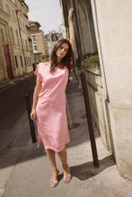 Load image into Gallery viewer, ROWIE CARLA JACQUARD MIDI DRESS PETAL PINK FLORAL
