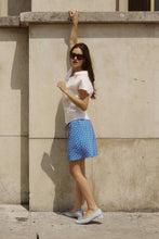 Load image into Gallery viewer, ROWIE FRANNIE SILK MINI SKIRT CORNFLOWER SPOT
