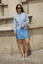 Load image into Gallery viewer, ROWIE FRANNIE SILK MINI SKIRT CORNFLOWER SPOT
