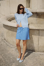 Load image into Gallery viewer, ROWIE FRANNIE SILK MINI SKIRT CORNFLOWER SPOT
