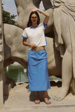 Load image into Gallery viewer, ROWIE RANIA CONTRAST KNIT TEE CORNFLOWER
