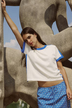 Load image into Gallery viewer, ROWIE RANIA CONTRAST KNIT TEE CORNFLOWER
