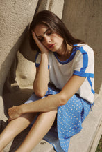 Load image into Gallery viewer, ROWIE RANIA CONTRAST KNIT TEE CORNFLOWER
