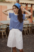 Load image into Gallery viewer, ROWIE RANIA CONTRAST KNIT TEE CHALK BLUE
