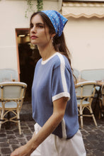 Load image into Gallery viewer, ROWIE RANIA CONTRAST KNIT TEE CHALK BLUE
