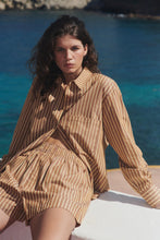 Load image into Gallery viewer, ROWIE RAMONA STRIPE L/S SHIRT TAN STRIPE
