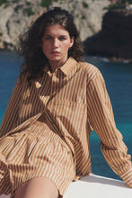 Load image into Gallery viewer, ROWIE RAMONA STRIPE L/S SHIRT TAN STRIPE
