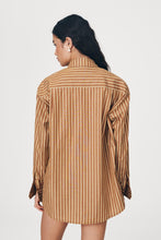 Load image into Gallery viewer, ROWIE RAMONA STRIPE L/S SHIRT TAN STRIPE
