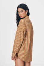 Load image into Gallery viewer, ROWIE RAMONA STRIPE L/S SHIRT TAN STRIPE
