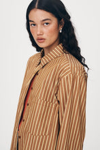 Load image into Gallery viewer, ROWIE RAMONA STRIPE L/S SHIRT TAN STRIPE
