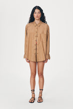 Load image into Gallery viewer, ROWIE RAMONA STRIPE L/S SHIRT TAN STRIPE
