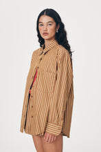 Load image into Gallery viewer, ROWIE RAMONA STRIPE L/S SHIRT TAN STRIPE
