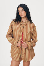 Load image into Gallery viewer, ROWIE RAMONA STRIPE L/S SHIRT TAN STRIPE
