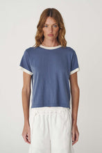 Load image into Gallery viewer, ROWIE RANIA CONTRAST KNIT TEE CHALK BLUE
