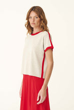 Load image into Gallery viewer, ROWIE RAINA CONTRAST TEE FLAME RED
