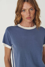 Load image into Gallery viewer, ROWIE RANIA CONTRAST KNIT TEE CHALK BLUE
