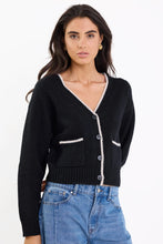 Load image into Gallery viewer, IVY + JACK RAPPORT BLACK V NECK CONTRAST EDGE CARDIGAN
