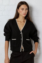 Load image into Gallery viewer, IVY + JACK RAPPORT BLACK V NECK CONTRAST EDGE CARDIGAN
