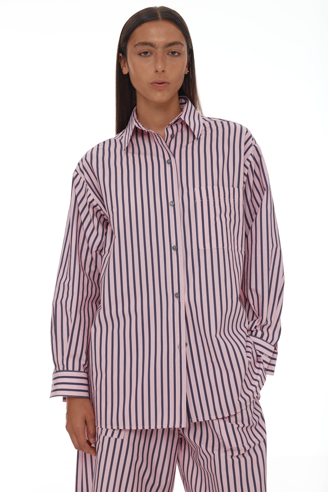 RICOCHET ANCHOR SHIRT LIGHT PINK + PLUM SRIPE