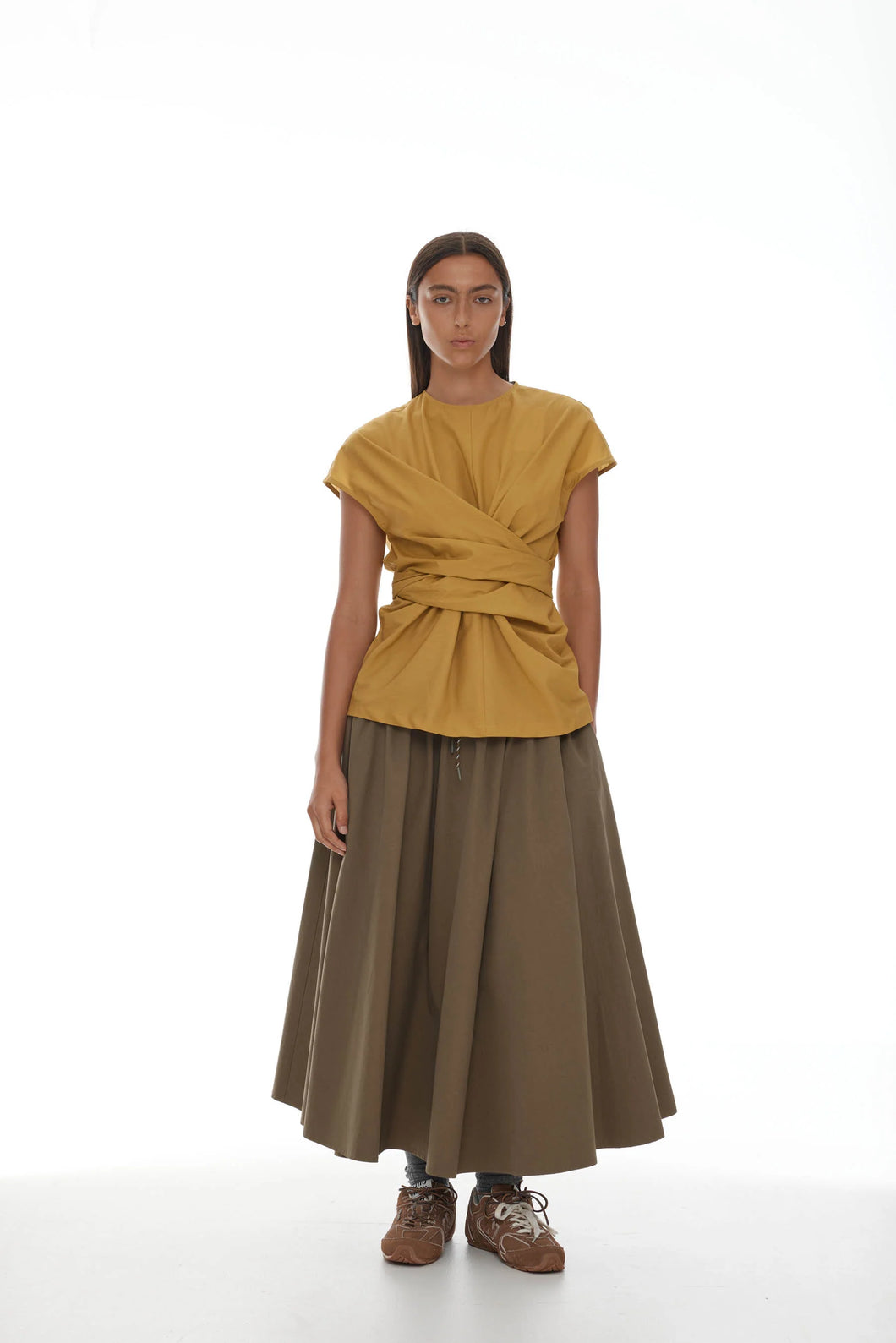 RICOCHET MARIA SKIRT TRUFFLE WITH DRAWCORD