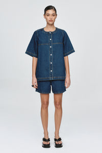 MARLE SHORT SLEEVE SEAM SHIRT CLASSIC BLUE