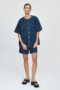 MARLE SHORT SLEEVE SEAM SHIRT CLASSIC BLUE