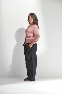STANDARD ISSUE MERINO LONG V CARDIGAN CORAL