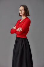 Load image into Gallery viewer, STANDARD ISSUE MERINO V NECK CARDIGAN RIBBON
