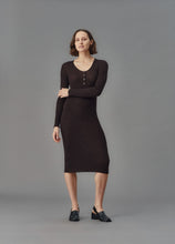 Load image into Gallery viewer, STANDARD ISSUE MERINO HENLEY DRESS UMBER
