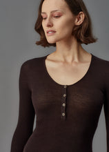 Load image into Gallery viewer, STANDARD ISSUE MERINO HENLEY DRESS UMBER
