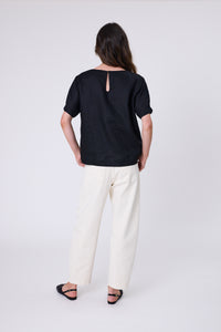 MARLOW SABLE LINEN TOP BLACK