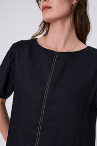 MARLOW SABLE LINEN TOP BLACK