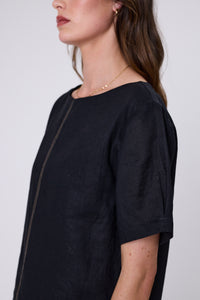 MARLOW SABLE LINEN TOP BLACK