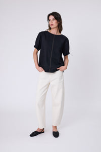 MARLOW SABLE LINEN TOP BLACK